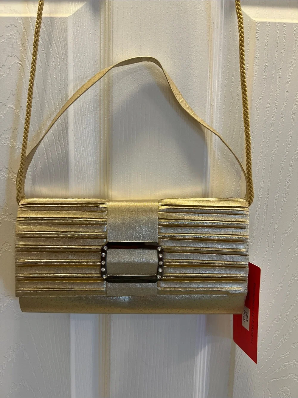 NWT Elegant Gold Evening Clutch with 2 Straps